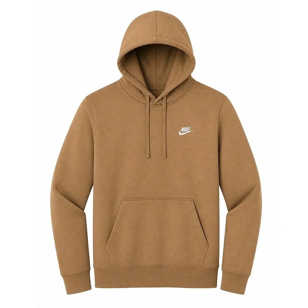 Nike Sportswear Club Fleece Hoodie Mens Medium Tall Ale Brown FN3859-235 NEW